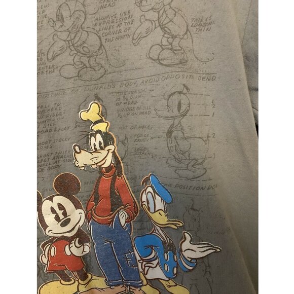 Disney Store Men’s Sz S Vintage Gray Mickey Donald Goofy Graphic T Shirt - Picture 1 of 6